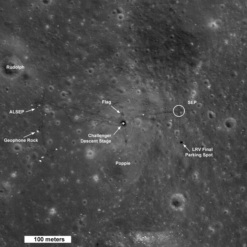 Illustration for article titled New Apollo 17 Landing Photo Clearly Shows Lander, Flag